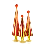 Orange & Gold Carnival Striped Glass Trees - Set of 3