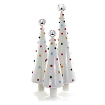 Jewel-Dotted White Glass Christmas Trees - Set of 3
