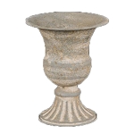6.25" Gray Pedestal Tin Urn Vase