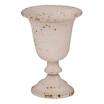 8.5" White Pedestal Tin Urn Vase