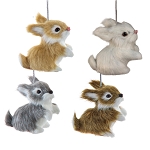 Furry Bunny Rabbit Ornament - 4 colors