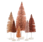 Rose Bottle Brush Fiber Trees - Set of 6