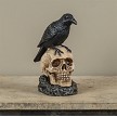 9.5" Raven on Human Skull Statue 