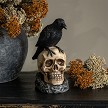 9.5" Raven on Human Skull Statue 