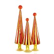 Orange & Gold Carnival Striped Glass Trees - Set of 3 