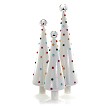 Jewel-Dotted White Glass Christmas Trees - Set of 3 