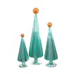 Mint & Orange Pleated Glass Christmas Trees - Set of 3 