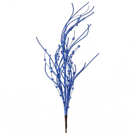 37" Blue Glitter Ball & Curly Twig Spray 