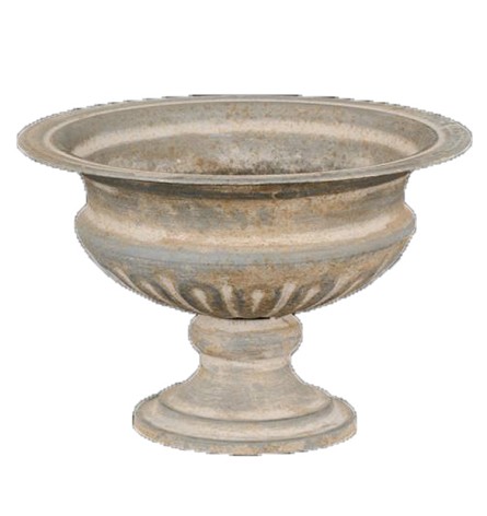 5.25" Distressed Gray Wide Tin Compote Vase 