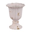 5.75" Distressed White Petal-Rim Tin Urn Vase 