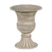6.25" Distressed Gray Pedestal Tin Urn Vase 