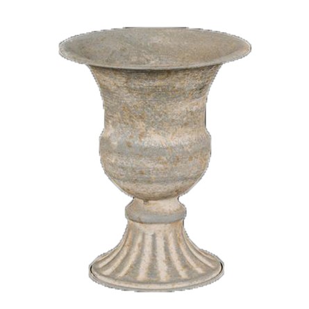6.25" Distressed Gray Pedestal Tin Urn Vase 