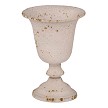 8.5" Distressed White Pedestal Tin Urn Vase 
