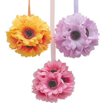 Gerbera Daisy Flower Ball Ornament - 3 colors 