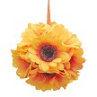Gerbera Daisy Flower Ball Ornament - Orange 