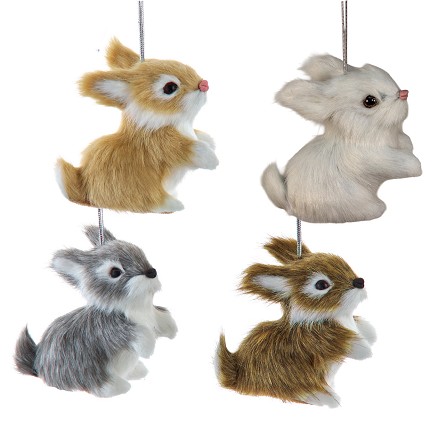 Furry Bunny Rabbit Ornament - 4 colors 
