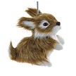 Furry Bunny Rabbit Ornament - Brown 