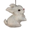 Furry Bunny Rabbit Ornament - White 