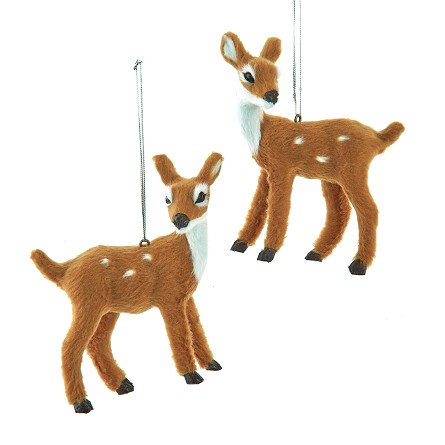Furry Standing Fawn Ornament - 2 styles 