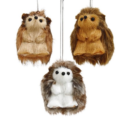 Furry Hedgehog Ornament - 3 colors 