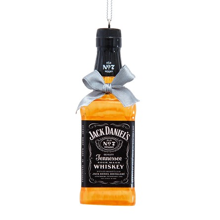 Jack Daniel’s Bottle With Silver Bow Ornament 