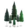 Forest Green Bottle Brush Fiber Trees - Set of 6 